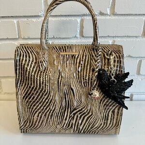 Brahmin Zebra Pattern hand bag with Black Charm